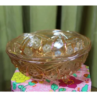 Photo of Orange Glass footed Candy Bowl