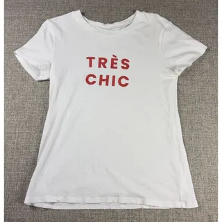 Photo of LOFT Outlet Tres Chic Graphic T Shirt Womens Small White Red French Quote