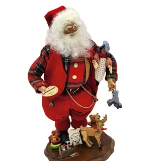 Photo of Vintage Christmas Santa Figurine Painter Palette Toys Reindeer Handcrafted 18"