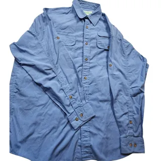 Photo of Orvis Buzz Off Insect Shield Shirt Large Blue Button Down Outdoor Hiking Fishing