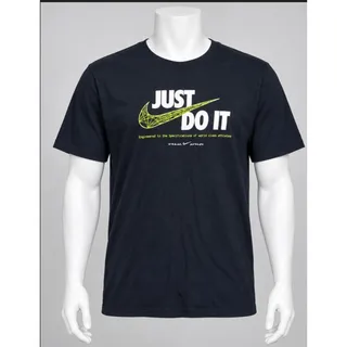 Photo of Nike Just Do It Black Neon Green Graphic Short Sleeve T Shirt Large Pre Owned