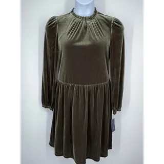 Photo of Tommy Hilfiger Olive Green Velvet Long Sleeve Drop Waist Dress Size 8 NWT