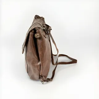Photo of Spaghetti Western Studded Brown Leather Backpack Hand Dyed Distressed Boho Bag