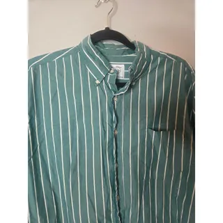 Photo of Brooks Brothers Men’s Large Cotton Short Sleeve Sport Shirt Green White Stripe