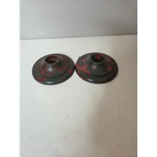 Photo of Vintage Mid Century Modern Marbled Red Green Candlestick Holders Retro Decor