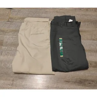 Photo of lot of 2 L.L. Bean and Haggar Men''s Pants sz 42X29 Tan and gray flat & pleated