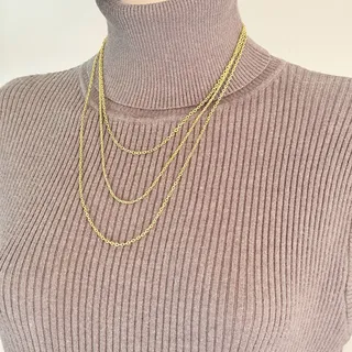 Photo of Classic & Always In Style 1980s Gold-Tone Cable Chain 3-Strand Layered Necklace