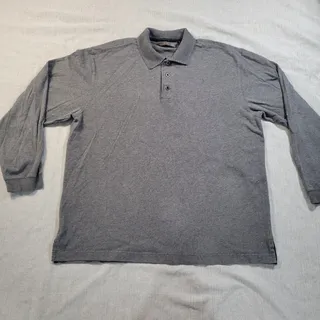 Photo of AXIS Mens LG Gray Polo Long Sleeve 100% Cotton EUC Golf Outdoor Dadcore Classic