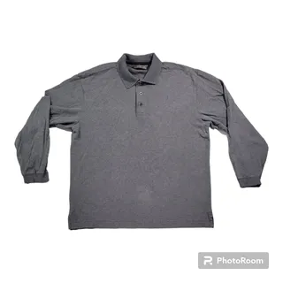 Photo of AXIS Mens LG Gray Polo Long Sleeve 100% Cotton EUC Golf Outdoor Dadcore Classic