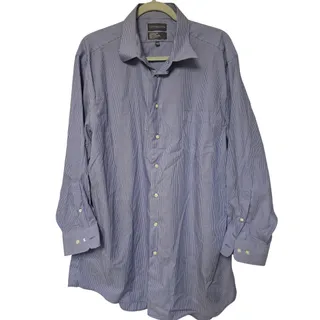 Photo of Covington Mens XL Blue White Stripe Dress Shirt Wrinkle Free Stain Free