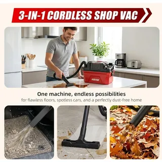 Photo of 4 Gallon Cordless Wet Dry Shop Vac 2 Batteries Accessories Open Box