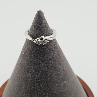 Photo of 925 Sterling Silver Pair Of Rings Size 7 Crystal Heart Dainty Everyday Elevated 