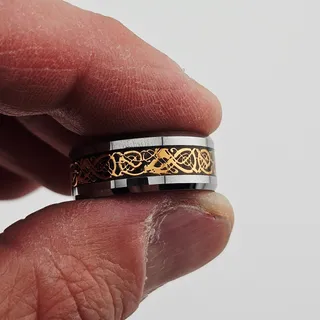 Photo of Tungsten By Cohro Band Ring Two Tone Silver Gold Celtic Renaissance Size 6 