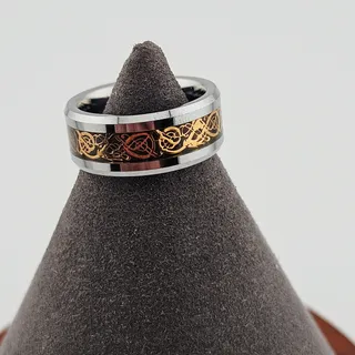 Photo of Tungsten By Cohro Band Ring Two Tone Silver Gold Celtic Renaissance Size 6 