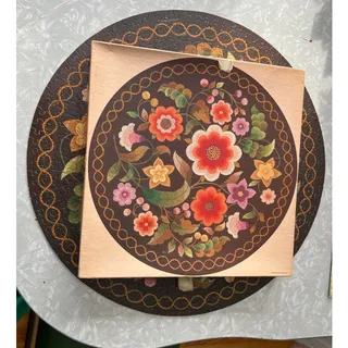Photo of Springbok round jigsaw puzzle floral needlework over 500 pieces