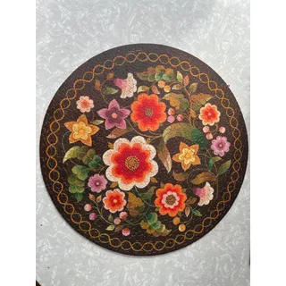 Photo of Springbok round jigsaw puzzle floral needlework over 500 pieces