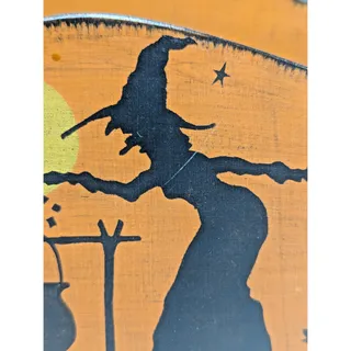 Photo of Halloween Witch Wooden Hinged Napkin Holder Hand-Painted Signed