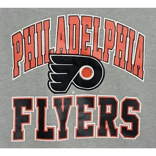 Photo of Vintage Philadelphia Flyers Hoodie Sweatshirt Lee Sport Gray Striped Trim Mens L