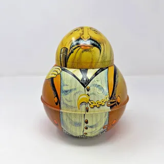 Photo of 1979 Bristol Ware Chein Businessman Roly Poly Figural Tobacco Tin Replica