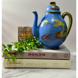 Photo of Vintage Japanese Dragonware Teapot - Blue Moriage Raised Dragon Porcelain