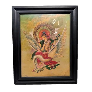 Photo of Framed Newari Style Saraswati Goddess Art Print on Swan 12x10 Hindu