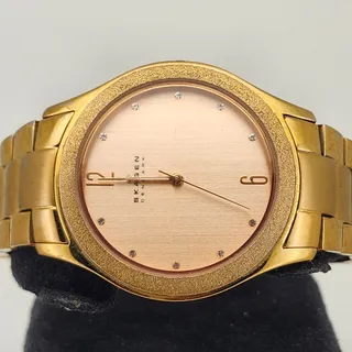 Photo of Skagen Denmark Gold Tone Diamond Accent Stainless Steel Women's Watch SKW2095