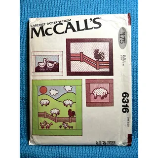Photo of McCalls 6316 Quilt Pattern pillows farm animals sheep rooster geese chicken 1980s