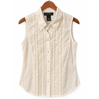 Photo of Ralph Lauren Ivory Pintuck Sleeveless Button Front Blouse EUC Size Small