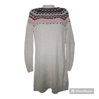 Photo of Hollister Sweater Dress Lg Knit Ski Lodge Winter Cozy EUC Teen Juniors Fair Isle