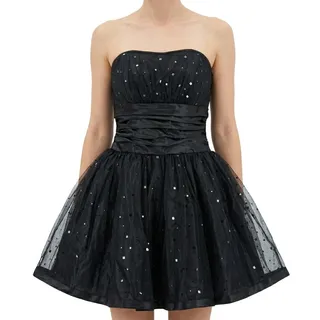Photo of Vintage Gunne Sax Black Square Sequin Mini Strapless Tulle Tutu Dress size 7