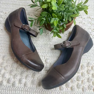 Photo of DANSKO Women’s 41 10.5 Fawna Mary Jane Wedge Comfort Shoe Chestnut Brown