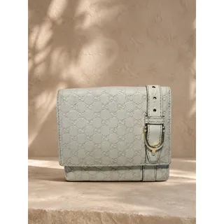 Photo of Gucci Microguccissima Leather Compact Trifold Wallet Cream White