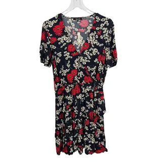 Photo of Madewell dress 10 ruffle wrap in Hillside daisies floral mini red white blue NEW