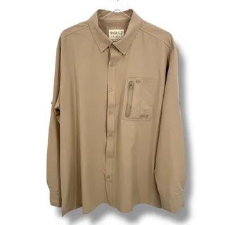 Photo of Gillz shirt men's XL vented fishing outdoors button down long tab sleeves tan