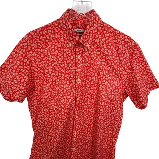 Photo of Jos.A.Bank shirt men's M slim fit seashell print tropical beach coral white