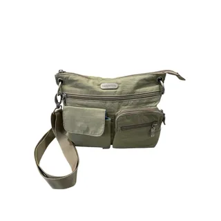 Photo of BAGGALLINI Criss Cross Crossbody Bag Purse Light Green W/ Blue Lining