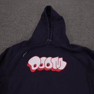Photo of Gas Drawls Hoodie Mens Large Blue MF DOOM Graphic Pullover Fleece Sweatshirt