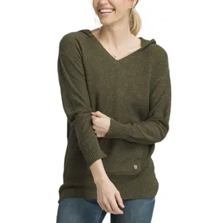 Photo of prAna Shoal Tunic Green Speckled Knit V-Neck Hoodie Kangaroo Pocket Womens Small