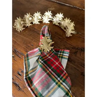 Photo of Brass Pineapple Napkin Rings Set of 8 Gold Tone Coastal Grandmillennial Decor