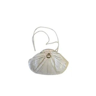 Photo of Vintage Fontanelli Genuine Snakeskin Ivory Clutch Gold Tone