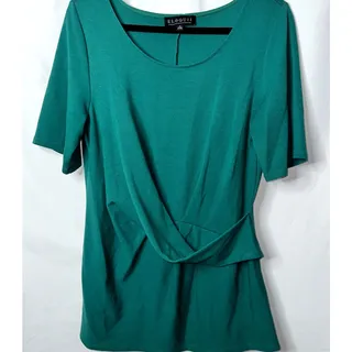 Photo of Eloquii Womens Size 14 Green Cross Front Short Sleeve Shirt