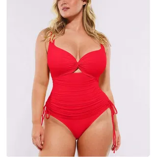 Photo of Shapellx Smart Sculpt Womens XXL Red Mesh Wrap Shaping One Piece Swimsuit NWT