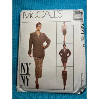 Photo of McCalls 7871 Sewing pattern suit blazer boxy blouse pencil skirt 14