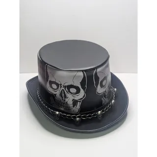 Photo of Spirit Halloween Skeleton Top Hat Black Silver Skull Chain Adult 01531136