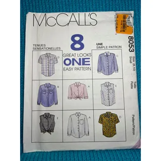 Photo of McCalls 8053 Sewing pattern button down shirt oxford size 8 10