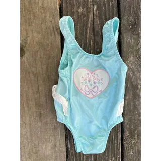 Photo of one piece swimsuit vintage heart seafoam ruffle 12 month