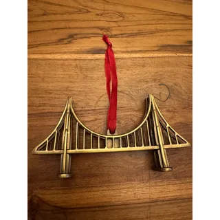 Photo of VTG Restoration Hardware Golden Gate Bridge Brass Christmas Ornament 5.5" SF CA