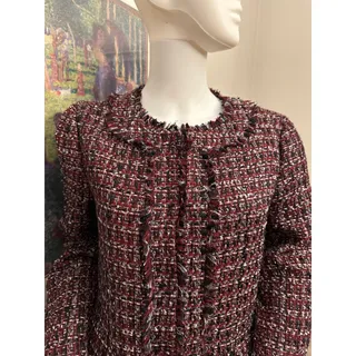 Photo of Ann Taylor Red and Black Tweed Blazer Size 6