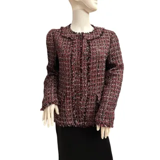 Photo of Ann Taylor Red and Black Tweed Blazer Size 6