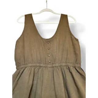Photo of Sleeveless Wide-Leg Linen Jumpsuit in Olive Sz M/L